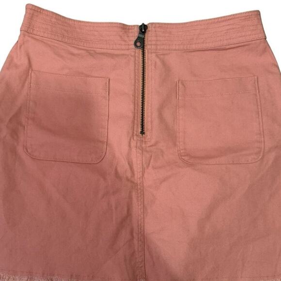 Madewell A Line Zip Up Skirt Mini Mid Rise Patch Pocket Fringe Hem Pink Size 8 - Picture 4 of 10